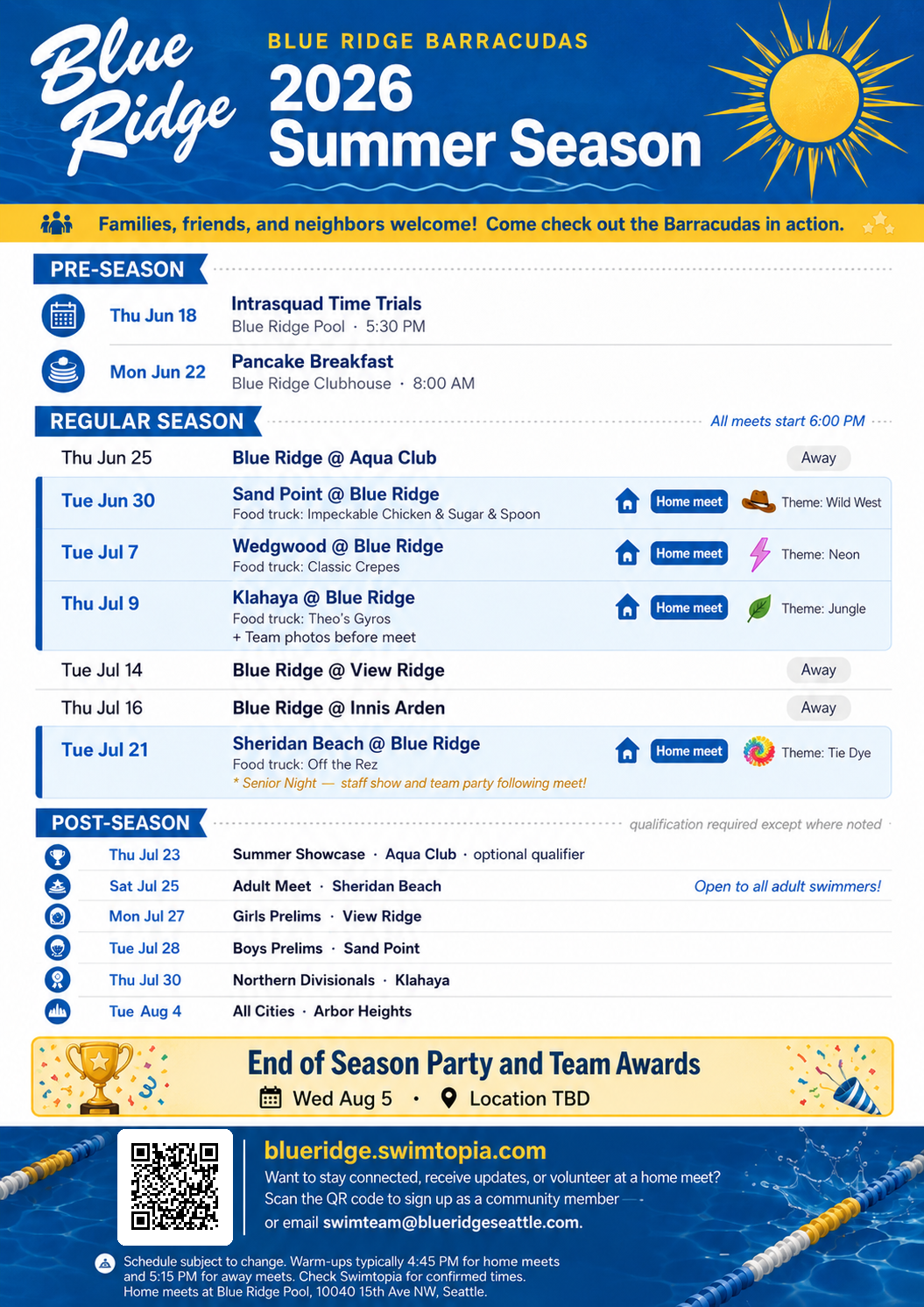 One Pager Schedule