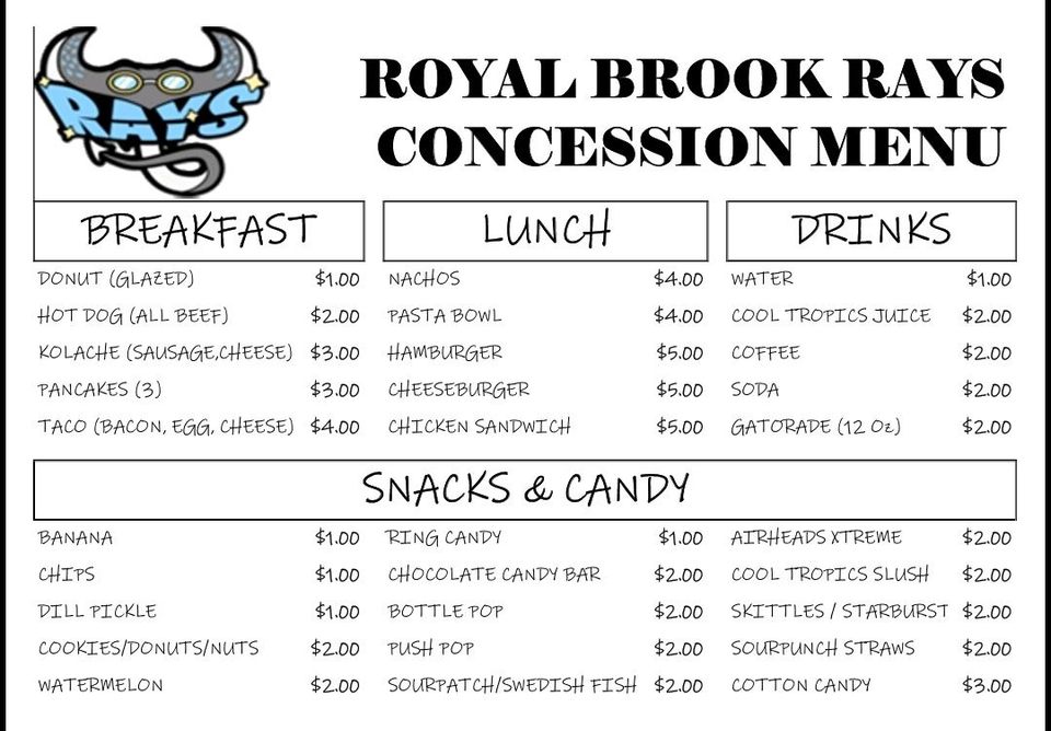 Concessions Menu