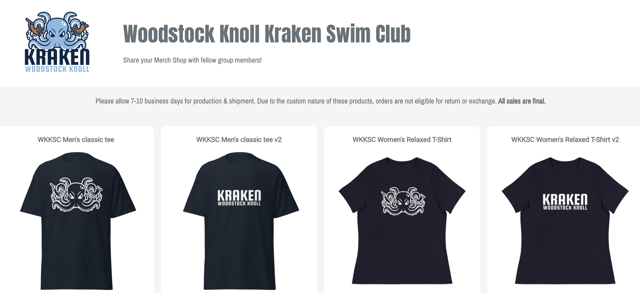 Club Gear Woodstock Knoll Kraken Swim Club