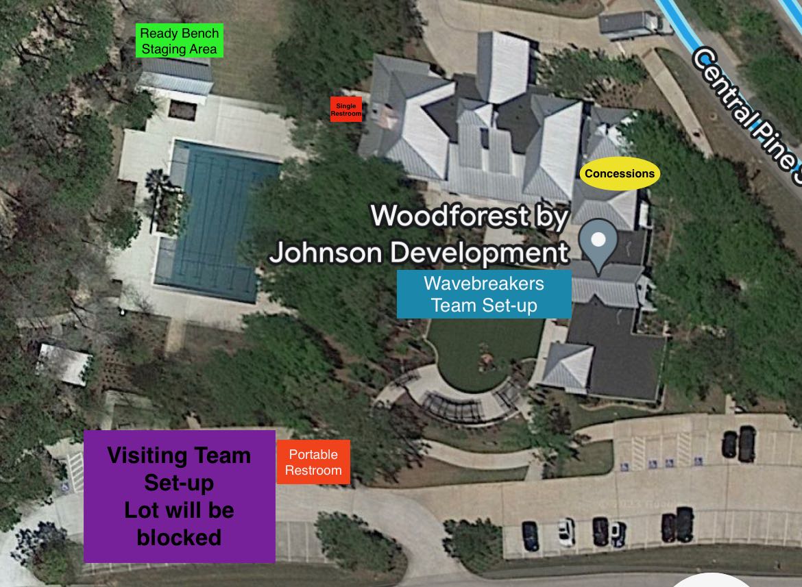 Visiting Team's Dual Meet Setup Woodforest Wave Breakers