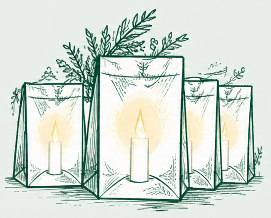 River Walk holiday luminary illustration